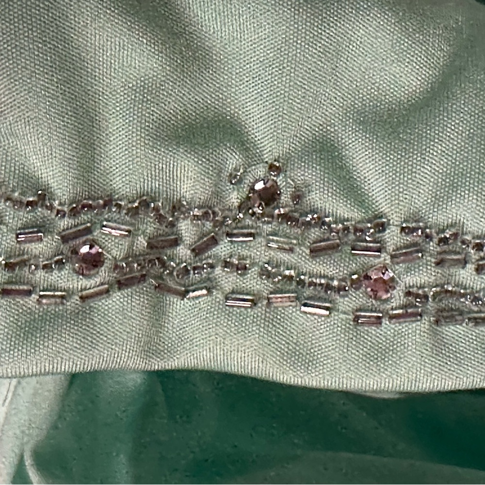 Kay Kipps New York Vintage Elegant Beaded Mint Green Long Sleeve Evening Dress - Picture 8 of 14